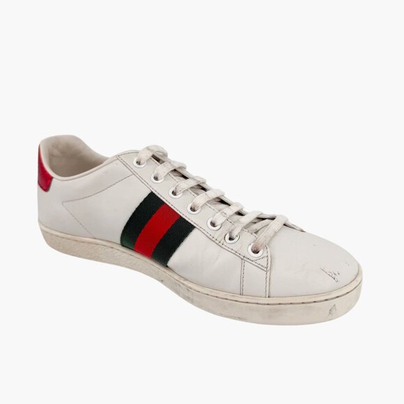 Gucci Bee Embroidered Ace Low Top Sneakers White Leather Size 39 US 9 Women's - Picture 12 of 15